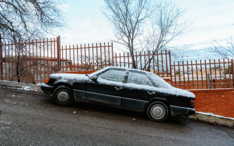 A car parked on a steep residential hill in Baildon, showing the kind of gradient that strains a handbrake