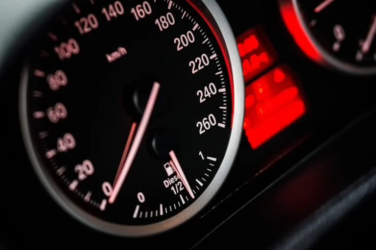 Close up of electric car dashboard warning lights