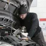 Qualified mobile mechanic carrying out high-voltage EV work at a customer address in West Yorkshire