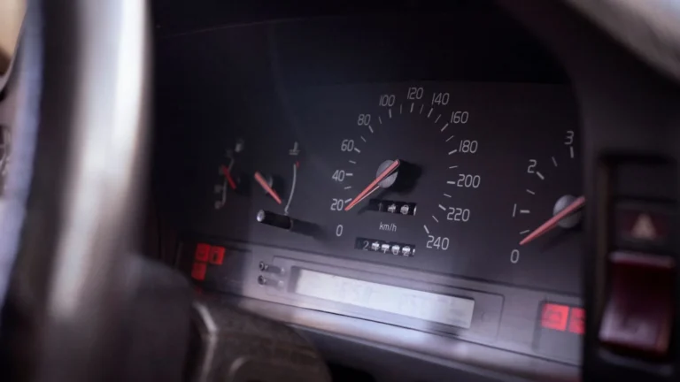 Detailed interior view of a car's speedometer and dashboard gauges, highlighting the speed and… — SSK Mechanics guide to Audi A3 EPC, S Tronic and Hybrid Warnings Explained