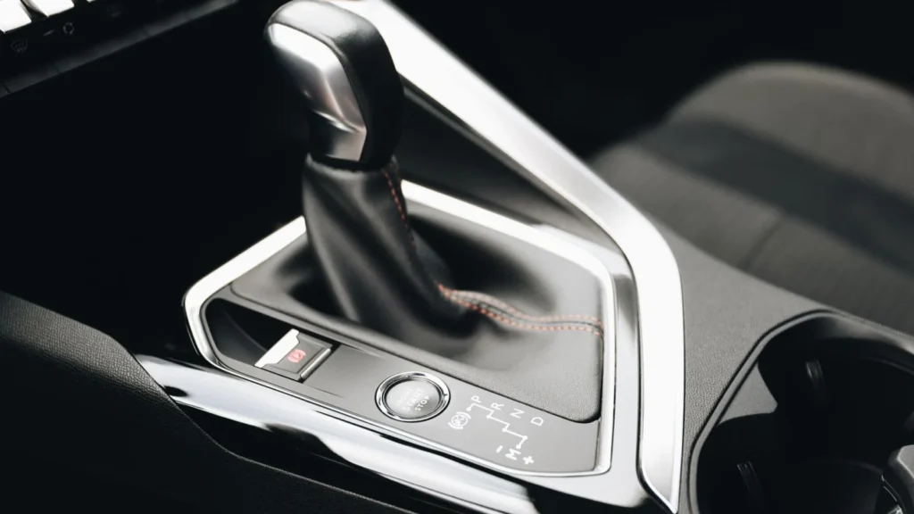 Close-up of a modern car gear shift in Sivas, Türkiye, showcasing sleek design — SSK Mechanics guide to SEAT Leon DSG or Manual: Ownership Checks