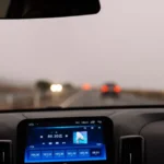 Interior view of a car dashboard on an open road during the day. Perfect for travel-themed projects — SSK Mechanics guide to Toyota Yaris Warning-Light and Diagnostics Guide