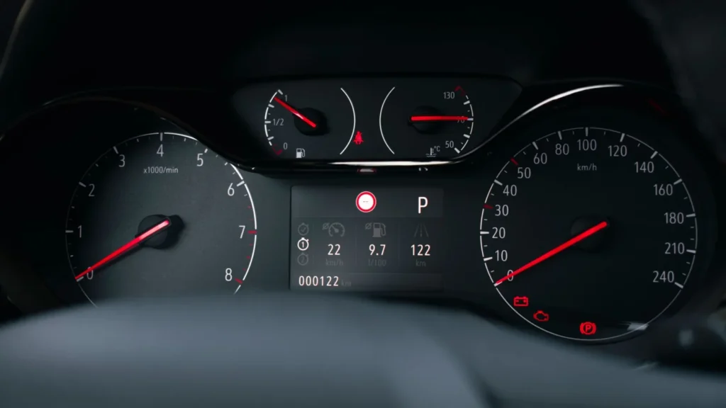 Detailed view of a modern car dashboard with speedometer and fuel gauge indicators — SSK Mechanics guide to ABS Warning Light: What It Means and Is It Safe to Drive