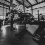 Tradesperson's van being serviced on site by a mobile mechanic